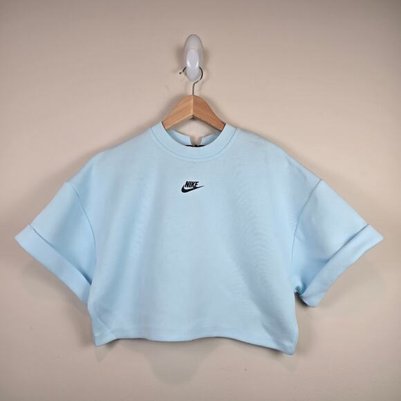 Nike Tops - Nike Sportswear Tech Fleece Womens Size L Oversized Short-Sleeve Cropped Top